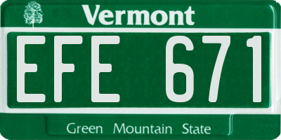 VT license plate EFE671