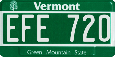 VT license plate EFE720