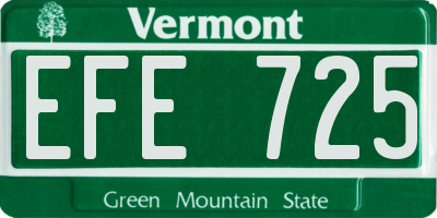 VT license plate EFE725