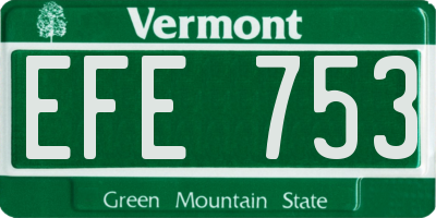 VT license plate EFE753