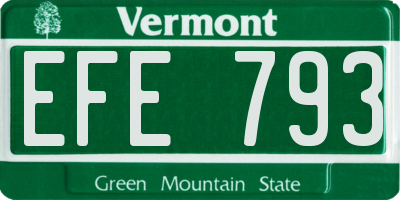 VT license plate EFE793