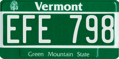 VT license plate EFE798
