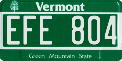 VT license plate EFE804