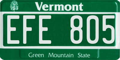 VT license plate EFE805