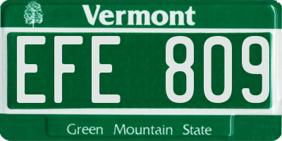 VT license plate EFE809