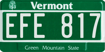 VT license plate EFE817