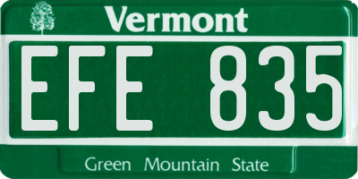 VT license plate EFE835