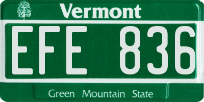 VT license plate EFE836
