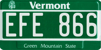 VT license plate EFE866