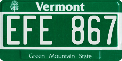 VT license plate EFE867