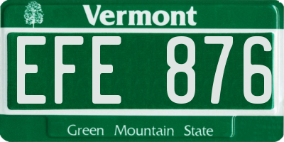 VT license plate EFE876