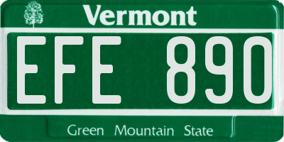 VT license plate EFE890