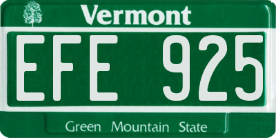 VT license plate EFE925