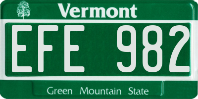 VT license plate EFE982