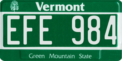 VT license plate EFE984
