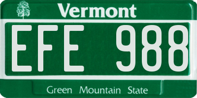 VT license plate EFE988