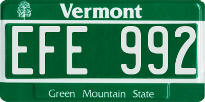 VT license plate EFE992