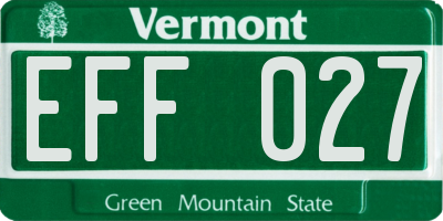 VT license plate EFF027
