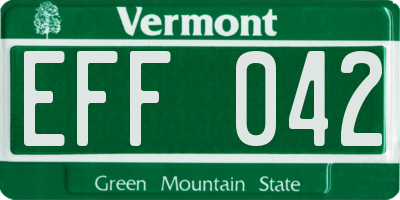 VT license plate EFF042