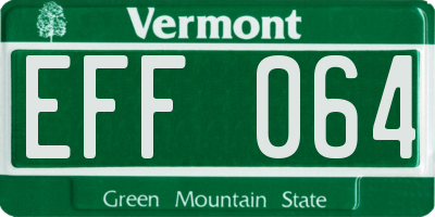 VT license plate EFF064