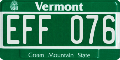 VT license plate EFF076