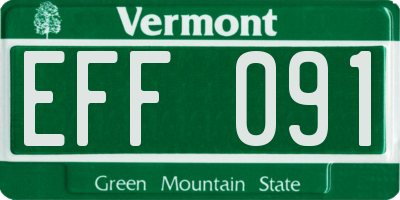 VT license plate EFF091