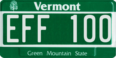 VT license plate EFF100