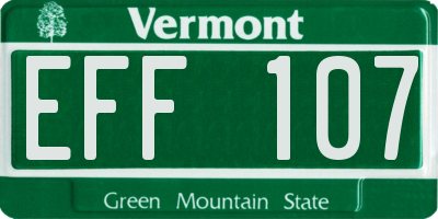 VT license plate EFF107