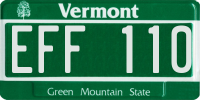 VT license plate EFF110
