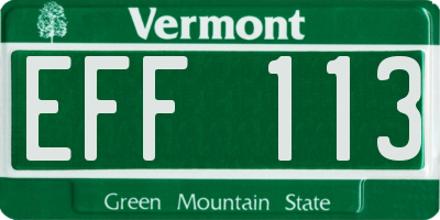 VT license plate EFF113
