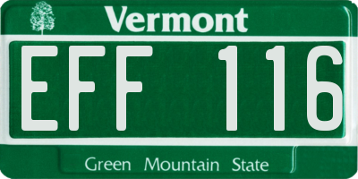VT license plate EFF116