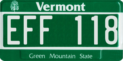 VT license plate EFF118