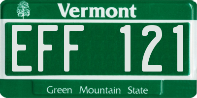 VT license plate EFF121