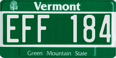 VT license plate EFF184