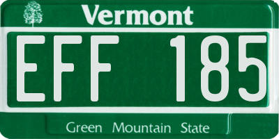 VT license plate EFF185