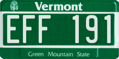 VT license plate EFF191