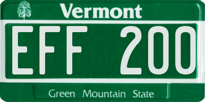 VT license plate EFF200