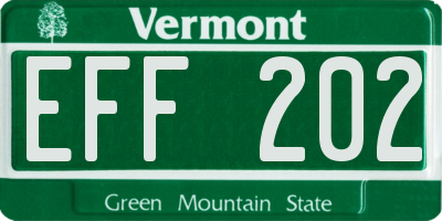 VT license plate EFF202