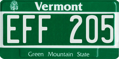VT license plate EFF205