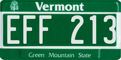 VT license plate EFF213