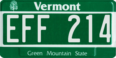 VT license plate EFF214