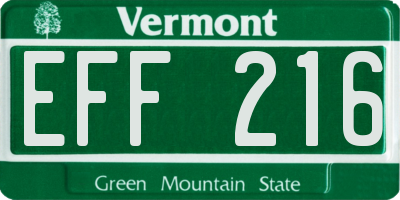 VT license plate EFF216