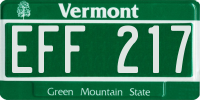 VT license plate EFF217