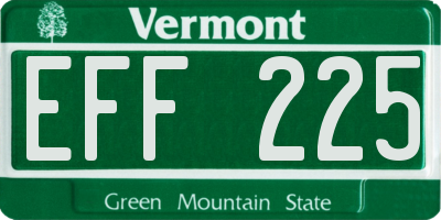 VT license plate EFF225