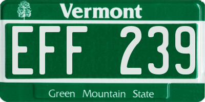 VT license plate EFF239