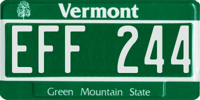 VT license plate EFF244