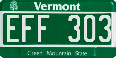 VT license plate EFF303