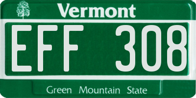 VT license plate EFF308