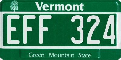 VT license plate EFF324