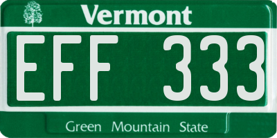 VT license plate EFF333